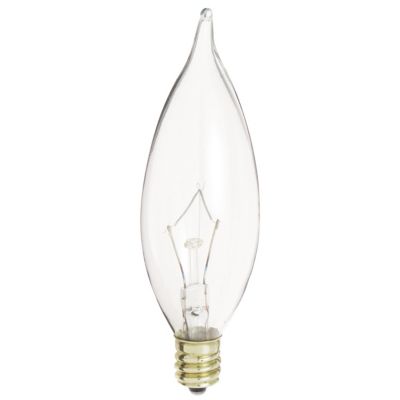 60W 120V CA10 E12 Flame Tip Clear Bulb by SATCO Lighting - Starlight Lighting USA and Canada